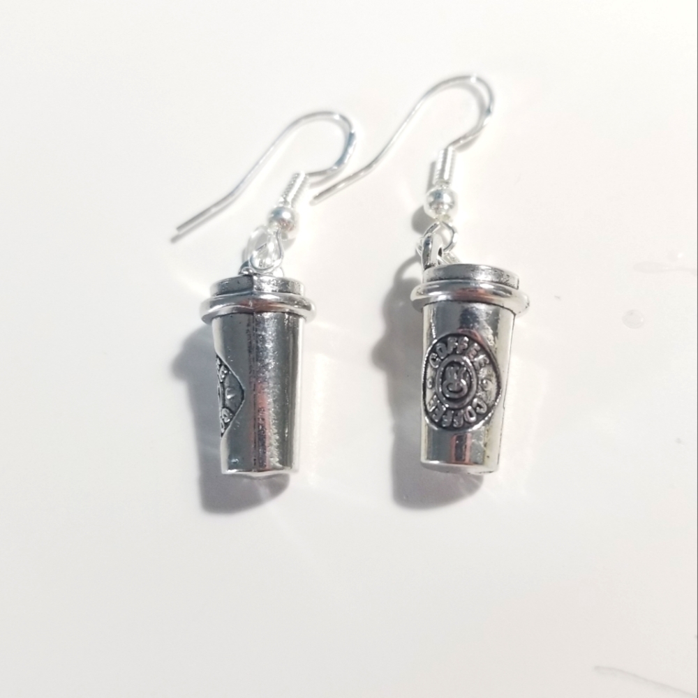 Silver Coffee Earrings